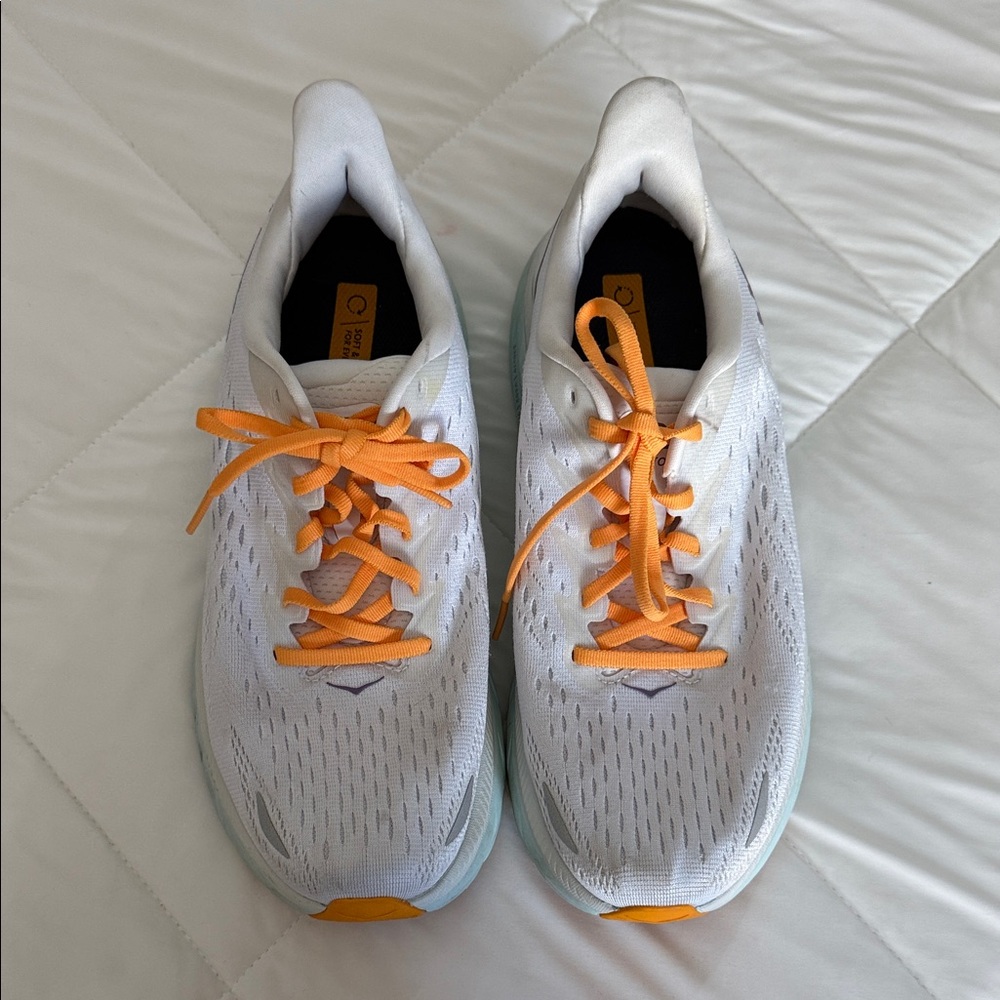 Hoka White and Orange Running Shoes